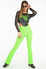 Black Mesh Long Sleeve Crop Top - Presley