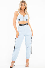 Baby Blue Utility Buckle Trouser - Zarie