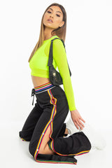 Neon Green Mesh Long Sleeve Crop Top - Presley