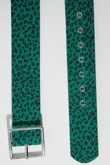 Teal Leopard Print Wide Belt - Myanni