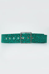 Teal Leopard Print Wide Belt - Myanni