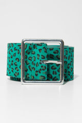 Teal Leopard Print Wide Belt - Myanni