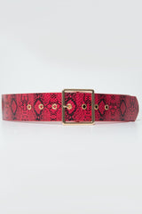 Red Snake Print Wide Belt - Nayelie