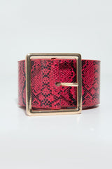 Red Snake Print Wide Belt - Nayelie