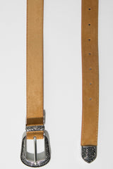 Tan Faux Suede Western Buckle Belt - Rayhana