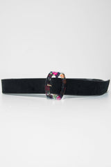 Black Velvet Floral Clasp Belt - Aaryanna