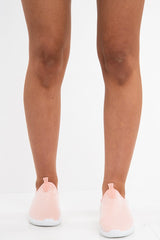 Pink Net Overlay Contrast Sole Slip On Trainers - Lissandra