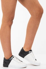 White Black Faux Leather Colour Block Trainers - Rissie