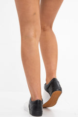 White Black Faux Leather Colour Block Trainers - Rissie