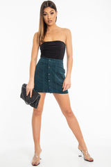 Black Strapless Ruched Side Bodysuit - Jaci