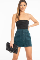 Black Strapless Ruched Side Bodysuit - Jaci