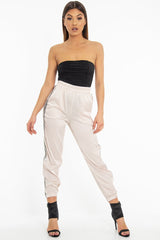 Nude Reflective Stripe Detail Joggers - Rosealee