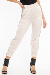 Nude Reflective Stripe Detail Joggers - Rosealee