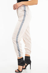 Nude Reflective Stripe Detail Joggers - Rosealee