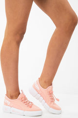 Pink Slogan Tape Toggle Front Chunky Sole Trainers - Byrdie
