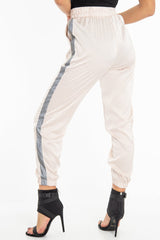 Nude Reflective Stripe Detail Joggers - Rosealee