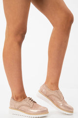 Pink Shimmer Brogue Style Trainers - Hannah