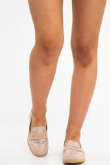 Pink Shimmer Snake Effect Front Loafers - Tammy