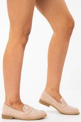 Pink Shimmer Snake Effect Front Loafers - Tammy