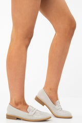 Grey Shimmer Snake Effect Front Loafers - Tammy