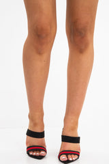 Black Pointed Toe Sports Tape Mule Heels - Rochel