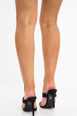 Black Pointed Toe Sports Tape Mule Heels - Rochel