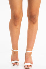 White Faux Croc Strappy Block Heels - Dovie