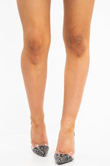 Snake Pointed Stiletto Court Shoe - Hael