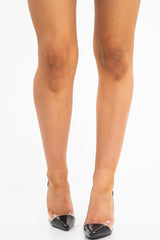 Black Pointed Stiletto Court Shoe - Hael