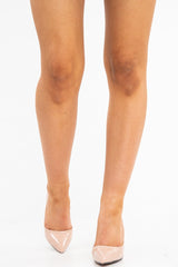 Nude Patent Leopard Sole Pointed Court Shoes - Jamara