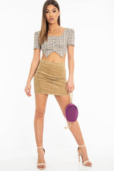 Camel Corduroy Seam Front Mini Skirt - Sienna