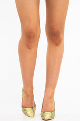 Yellow Snake Print Pointed Toe Heels - Becky