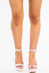 Iridescent Snake Platform Strappy Block Heel - Karley