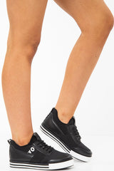 Black Lace Up Trainers with Contrast Sole - Clarrie
