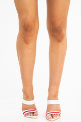 White Pointed Toe Sports Tape Mule Heels - Rochel