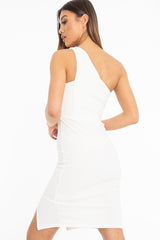 White One Shoulder Midi Dress - Merlie