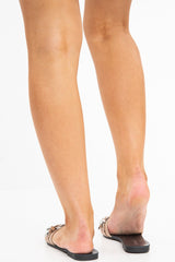 Champagne Western Buckle Sliders - Abiella