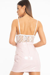 Pink Vinyl Utility Pocket Zip Detail Mini Skirt - Davina