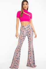 Pink Rib High Neck Crop Top - Talina