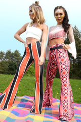 Fuchsia Aztec Print Flares - Mayna