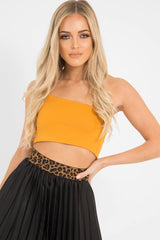 Mustard One Shouldered Crop Top - Kamri