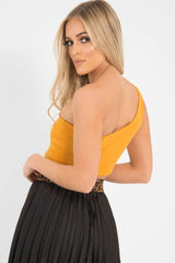 Mustard One Shouldered Crop Top - Kamri