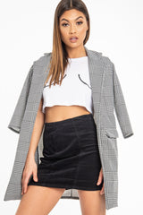 Black Corduroy Seam Front Mini Skirt - Sienna