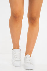 White Lace Up Canvas Style Trainer - Laken
