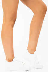 White Lace Up Canvas Style Trainer - Laken