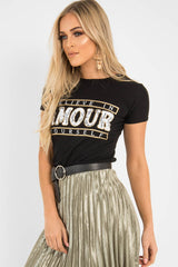 Black Gold Believe In Yourself Slogan T-Shirt - Nyari