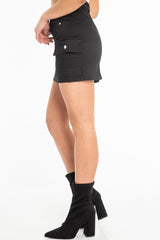 Black Woven Utility Pocket Mini Skirt - Alexa