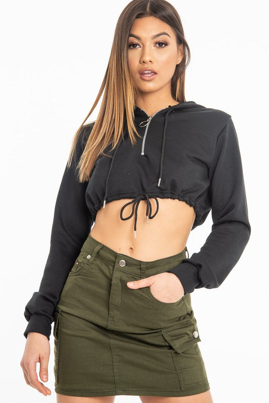 Khaki Woven Utility Pocket Mini Skirt - Alexa