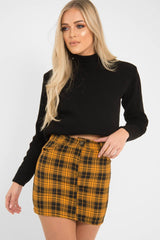 Mustard Check High Waist Mini Skirt - Lyra
