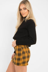 Mustard Check High Waist Mini Skirt - Lyra